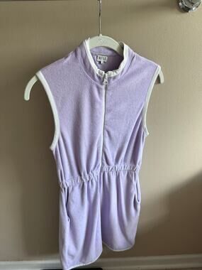 KULE The Terry Mini-dress Lilac White Trim Zip Front Size XS